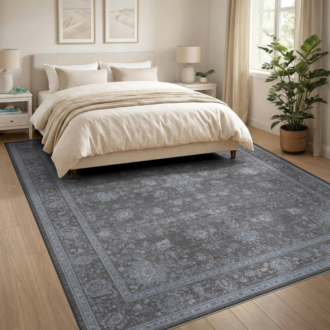 Grey Traditional Persian Floral Rug
