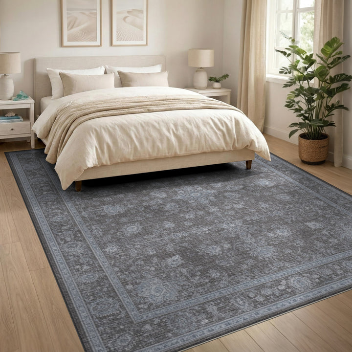 Grey Traditional Persian Floral Rug