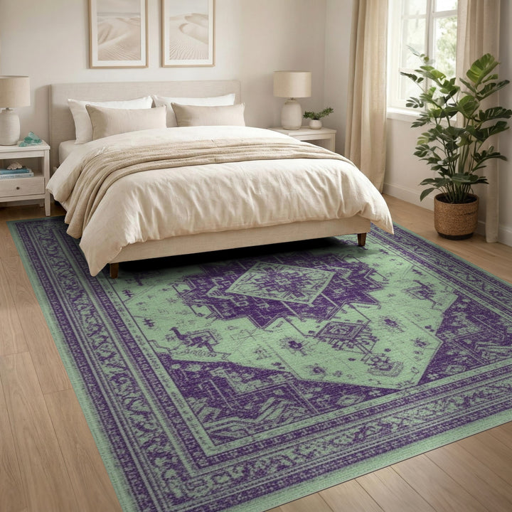 Purple Tribal Medallion Area Rug