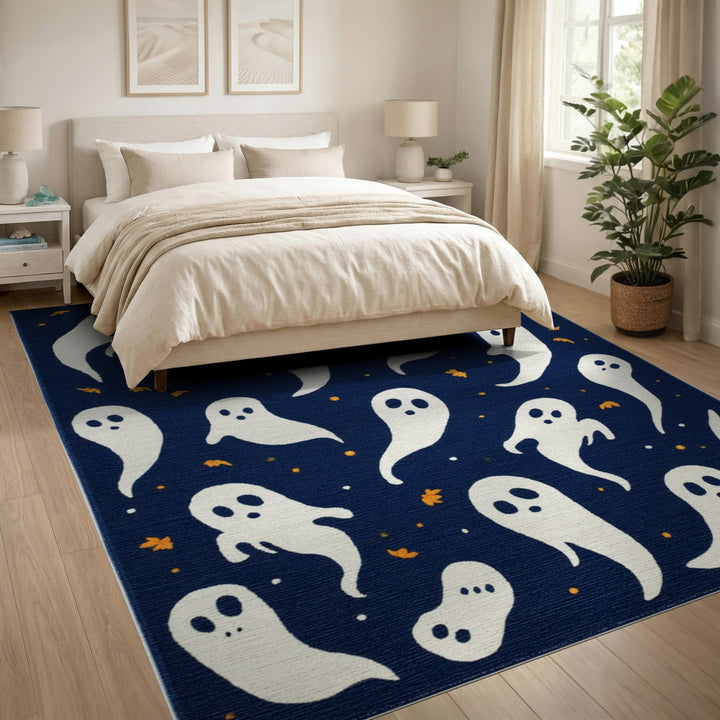 Ghost Kids Navy Blue Area Rug