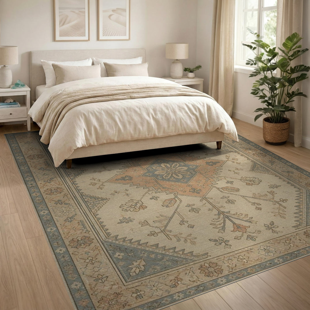 Beige Traditional Persian Medallion Traditional Persian Area Rug