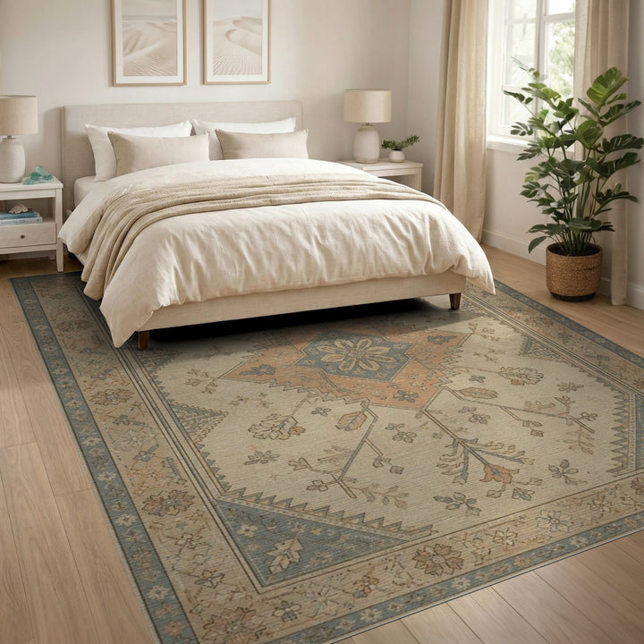 Beige Traditional Persian Medallion Traditional Persian Area Rug