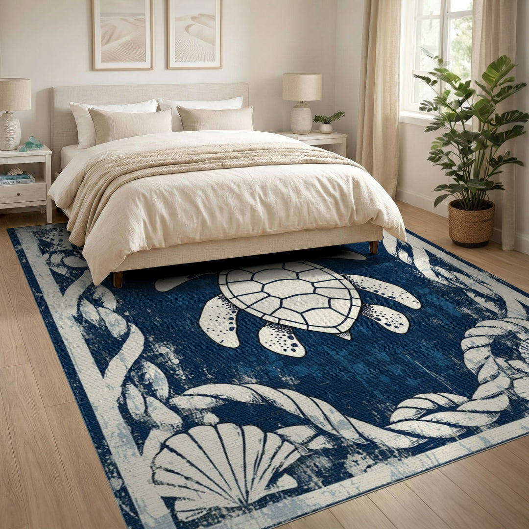 Coastal Sea Turtle Area Rug