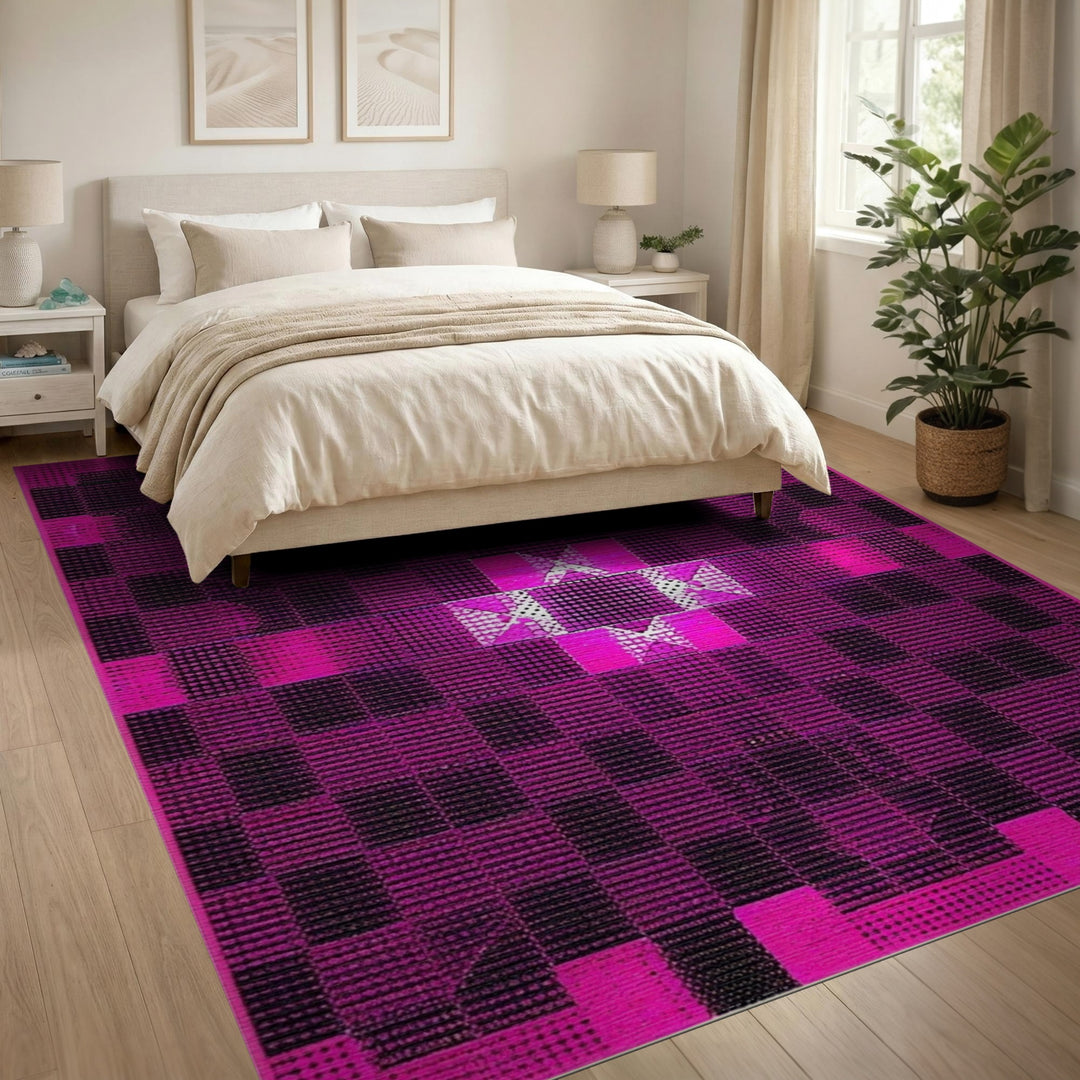 Geometric Modern Pink Geometric Checkered Area Rug
