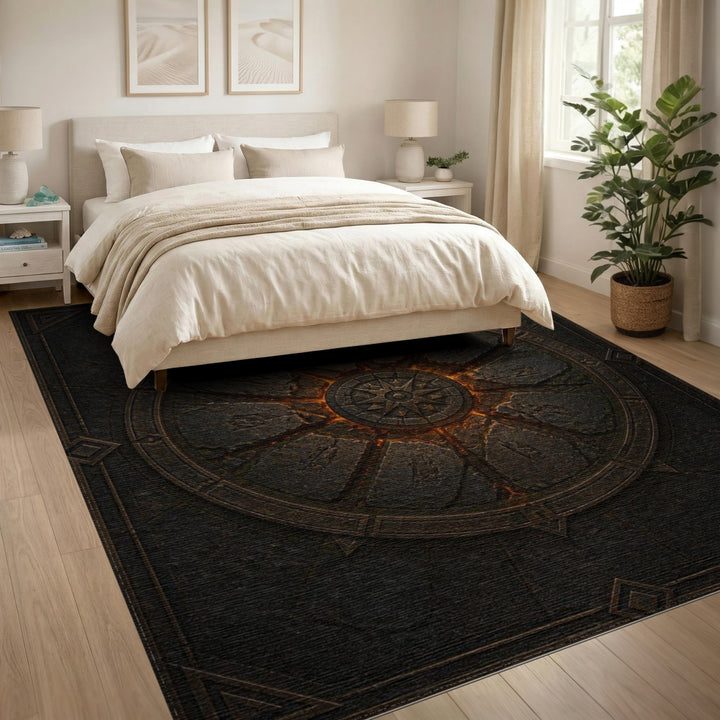 Mystic Rune Compass Stone Area Rug