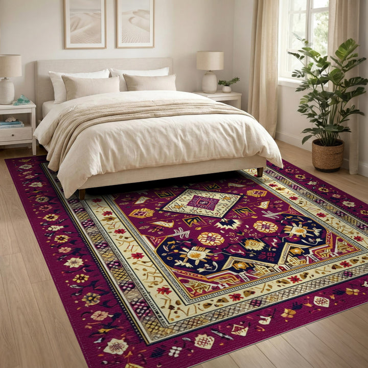 Rich Purple Persian Medallion Area Rug
