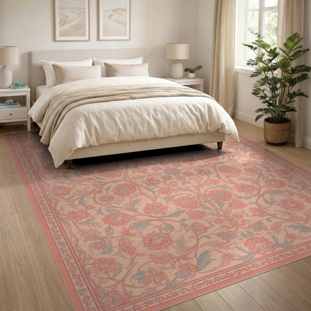 Pink Floral Vintage Area Rug