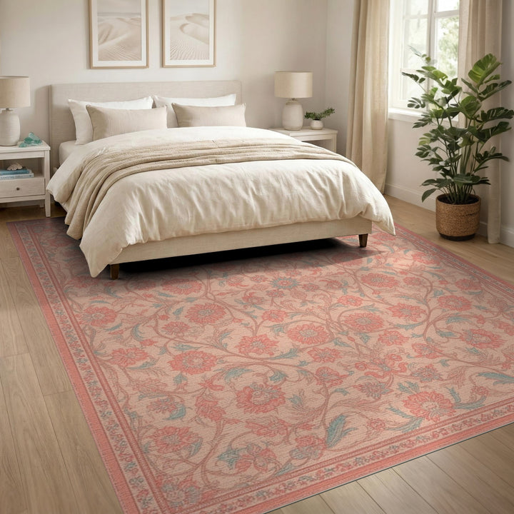 Pink Floral Vintage Area Rug