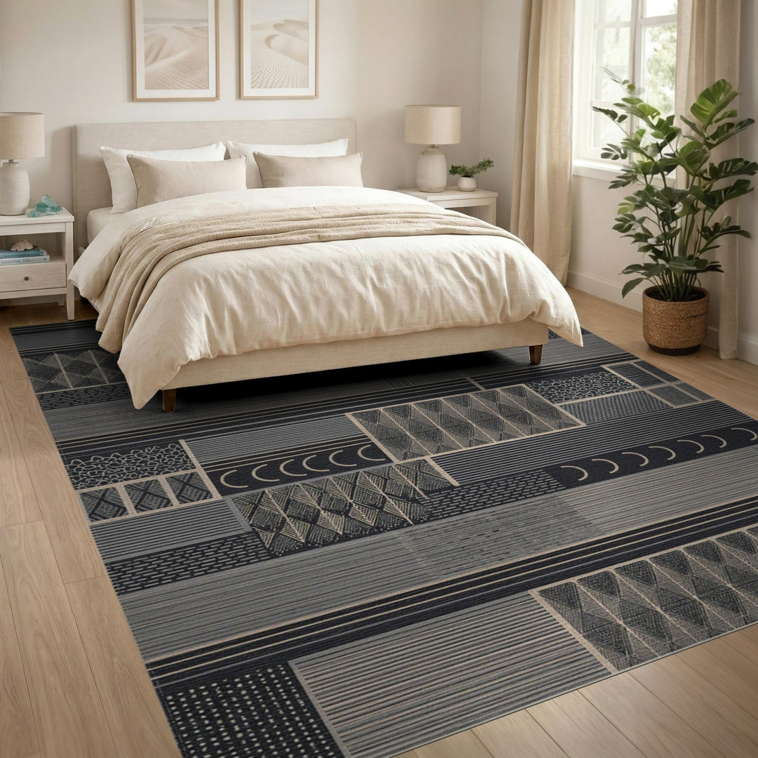 Grey Geometric Modern Area Rug