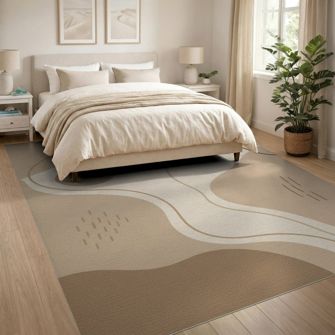 Beige Abstract Area Rug