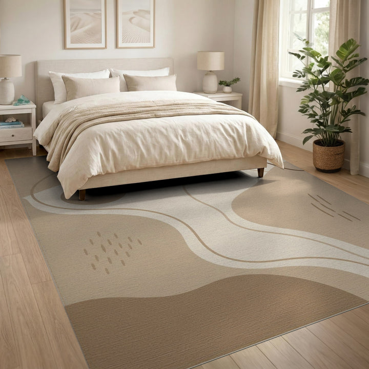 Beige Abstract Area Rug
