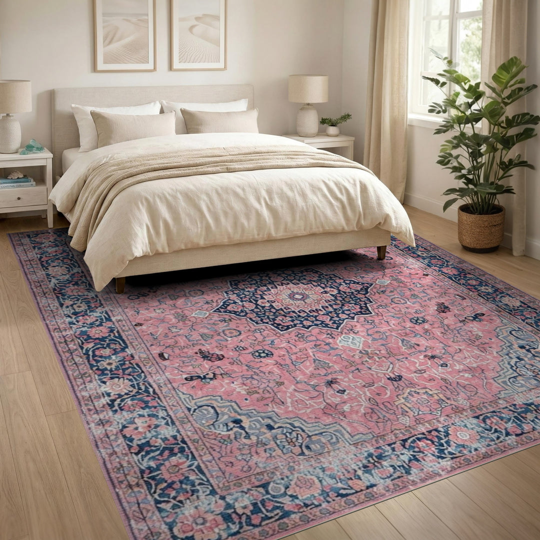 Floral Medallion Pink Persian Floral Medallion Area Rug