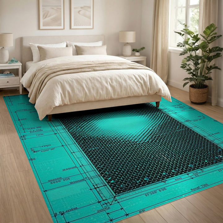Diamond Teal Geometric Diamond Area Rug
