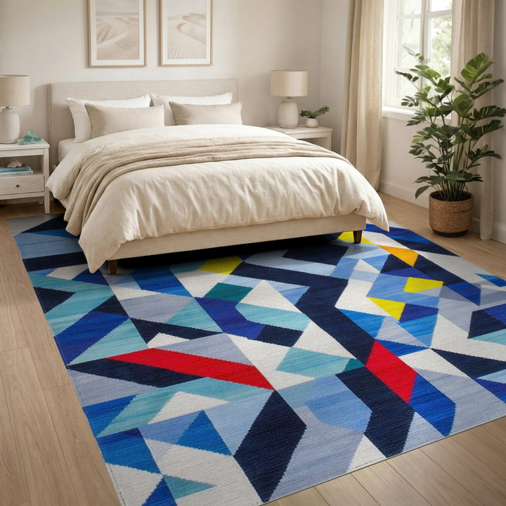 Blue Geometric Modern Area Rug