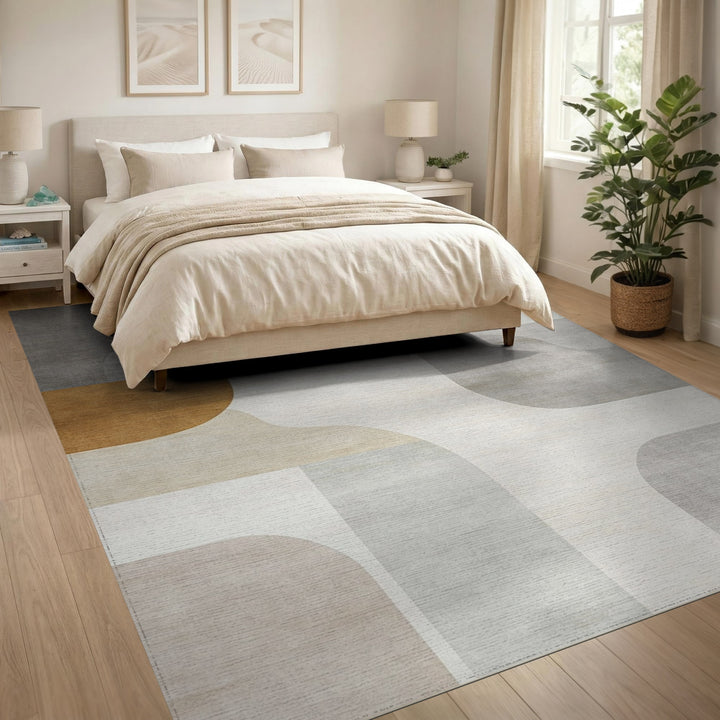 Neutral Geometric Abstract Geometric Modern Area Rug
