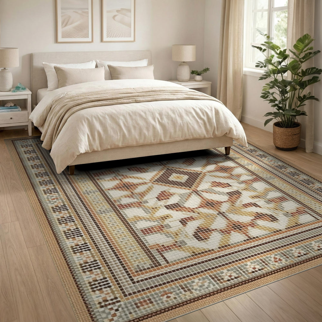 Heritage Tribal Brown Tan Mosaic Area Rug