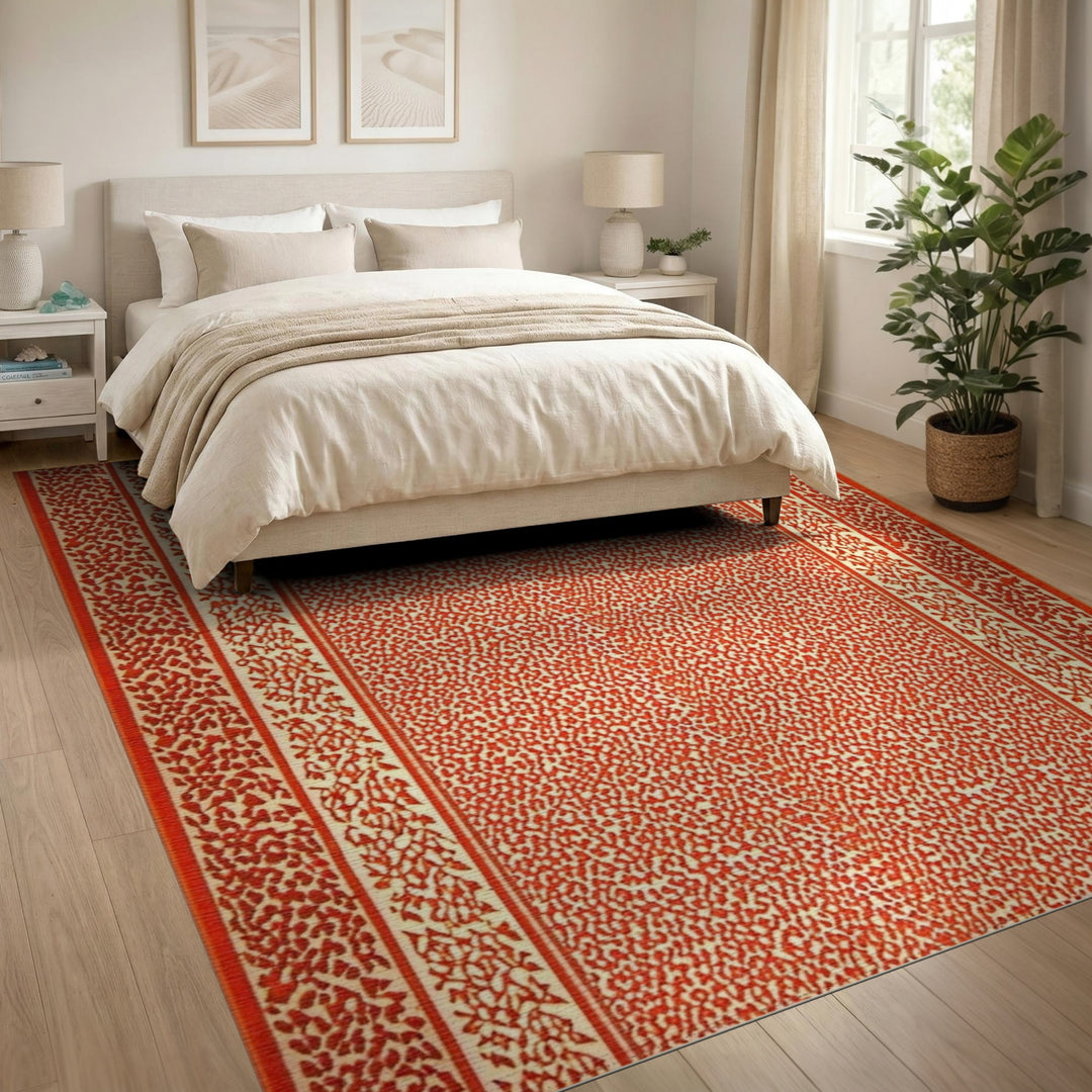 Red Floral Vintage Area Rug