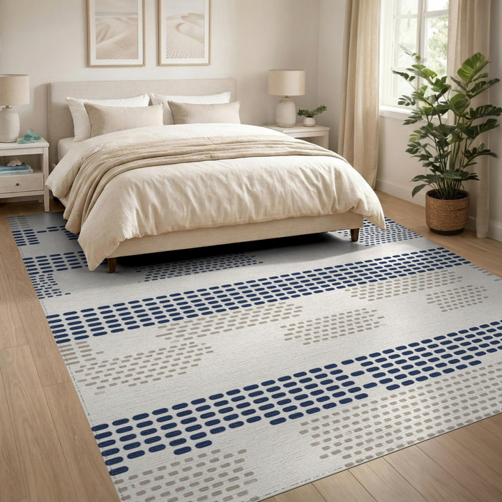 Navy Geometric Dot Area Rug
