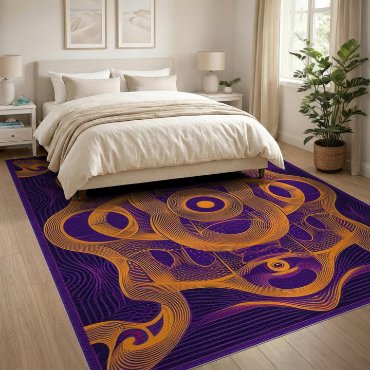 Psychedelic Purple Geometric Area Rug