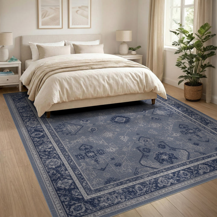 Blue Distressed Vintage Distressed Vintage Area Rug