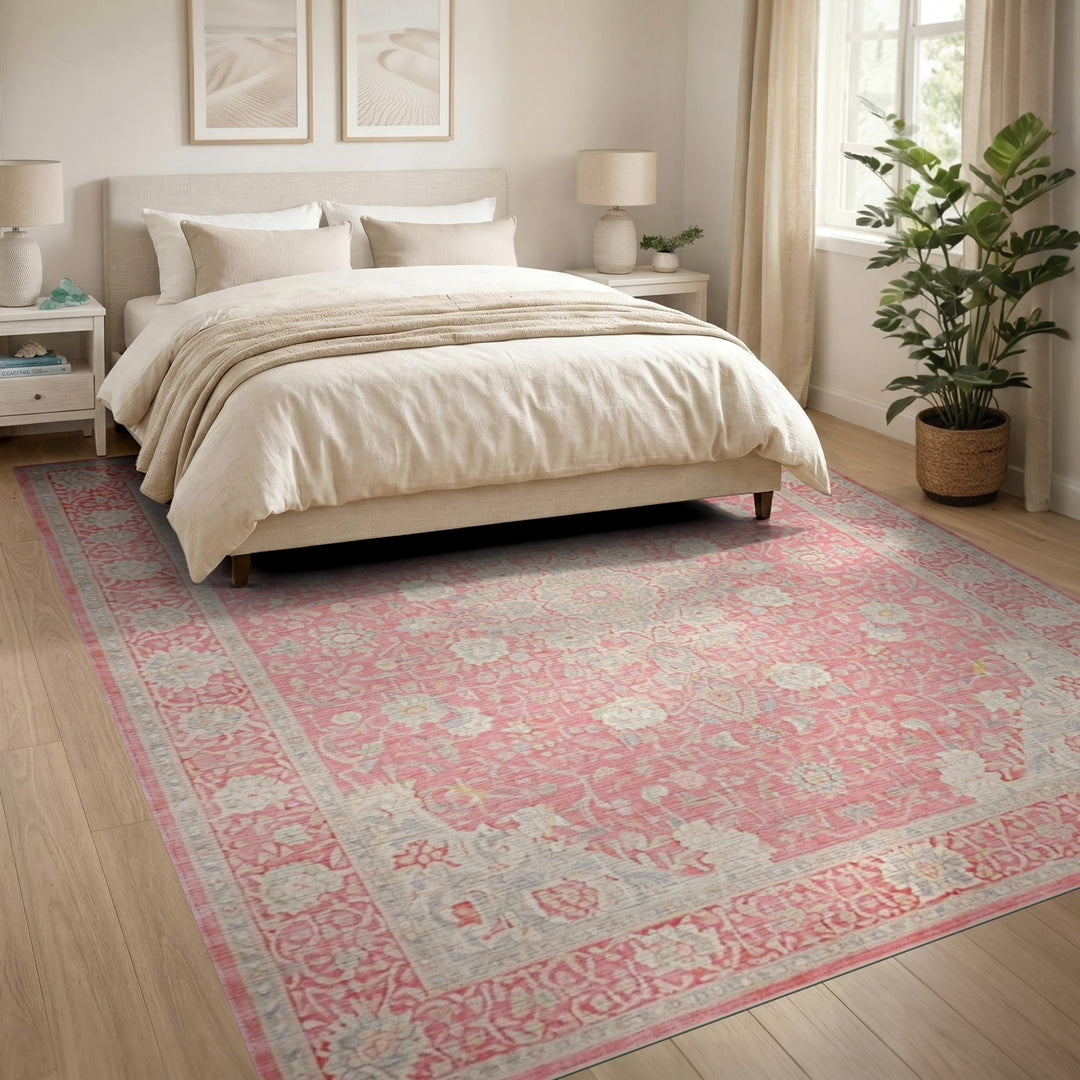 Pink Floral Vintage Area Rug