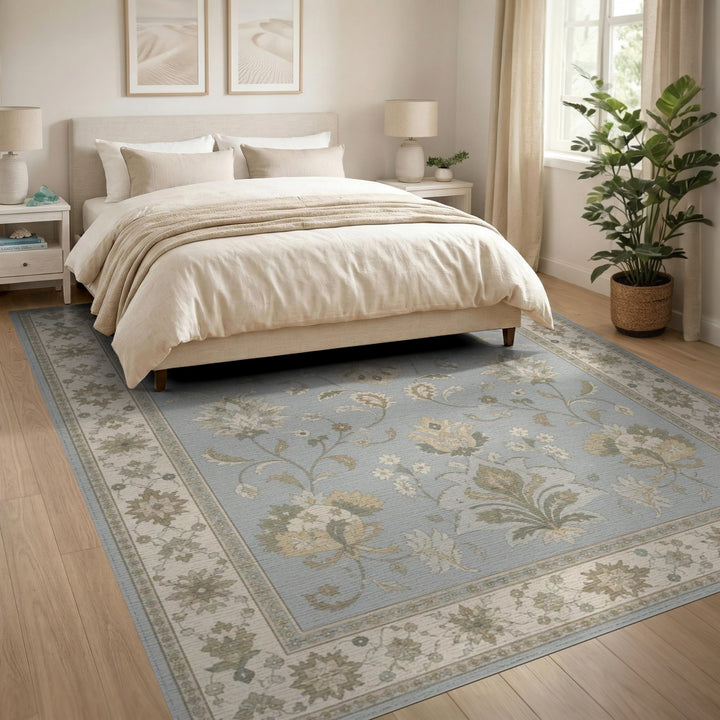 Blue Floral Vintage Area Rug