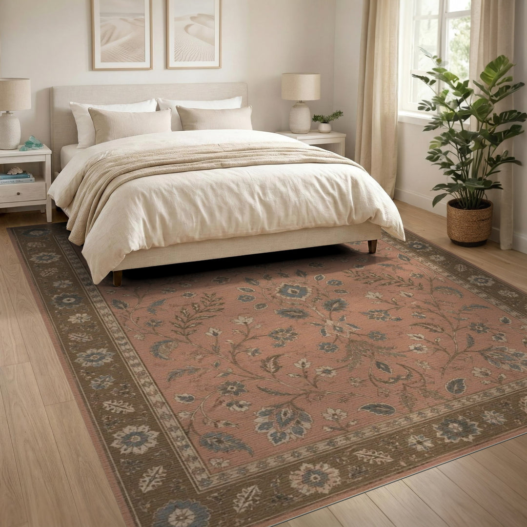 Pink Floral Vintage Area Rug