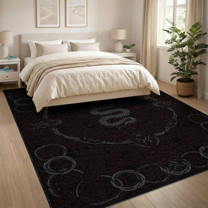 Red Dragon Medallion Area Rug