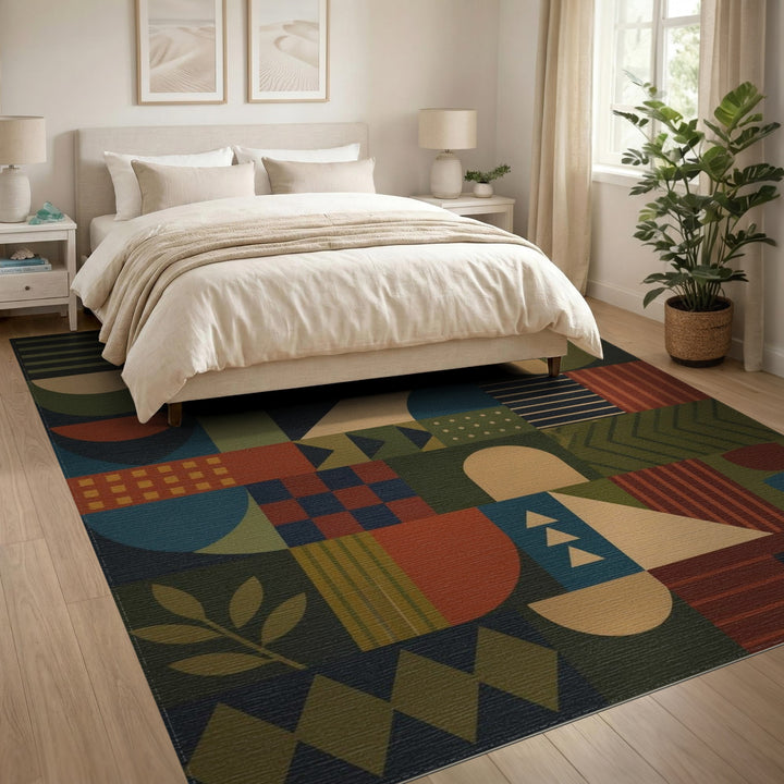 Bold Geometric Multi-Color Area Rug