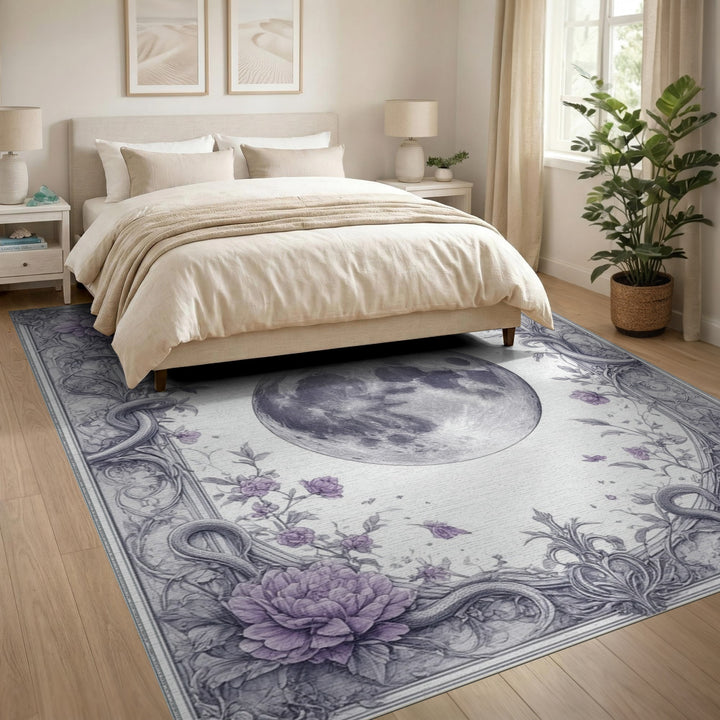 Purple Floral Moon Vintage Area Rug