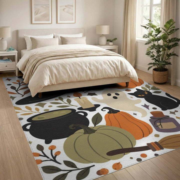 Halloween Witch Pumpkin Kids Area Rug