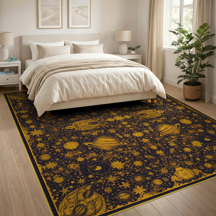 Celestial Gold Washable Area Rug