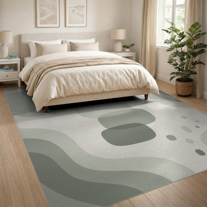 Sage Green Organic Abstract Area Rug