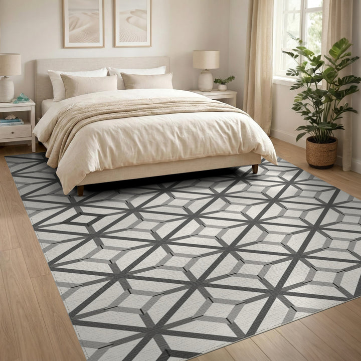 Grey Geometric Diamond Area Rug