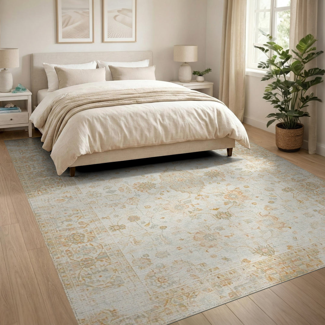 Beige Vintage Floral Persian Area Rug