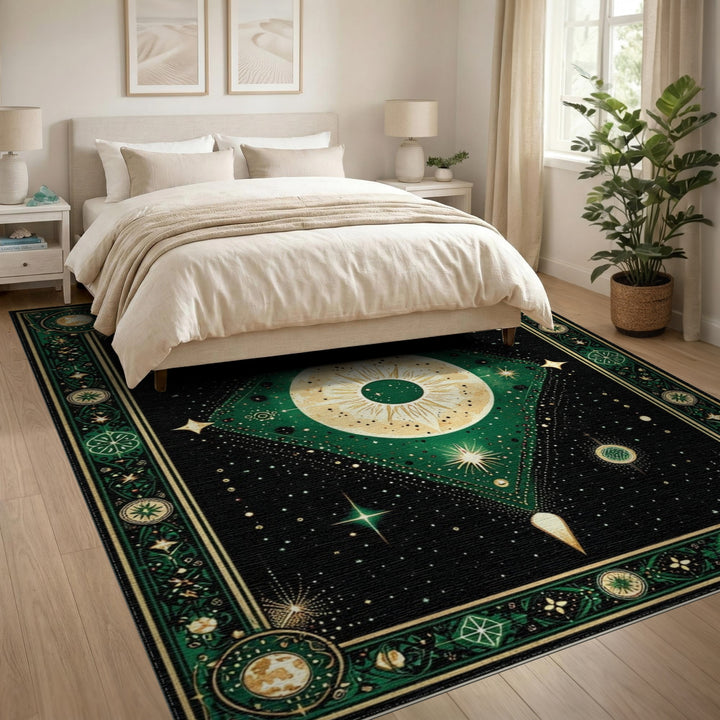 Celestial Green Eye Geometric Area Rug