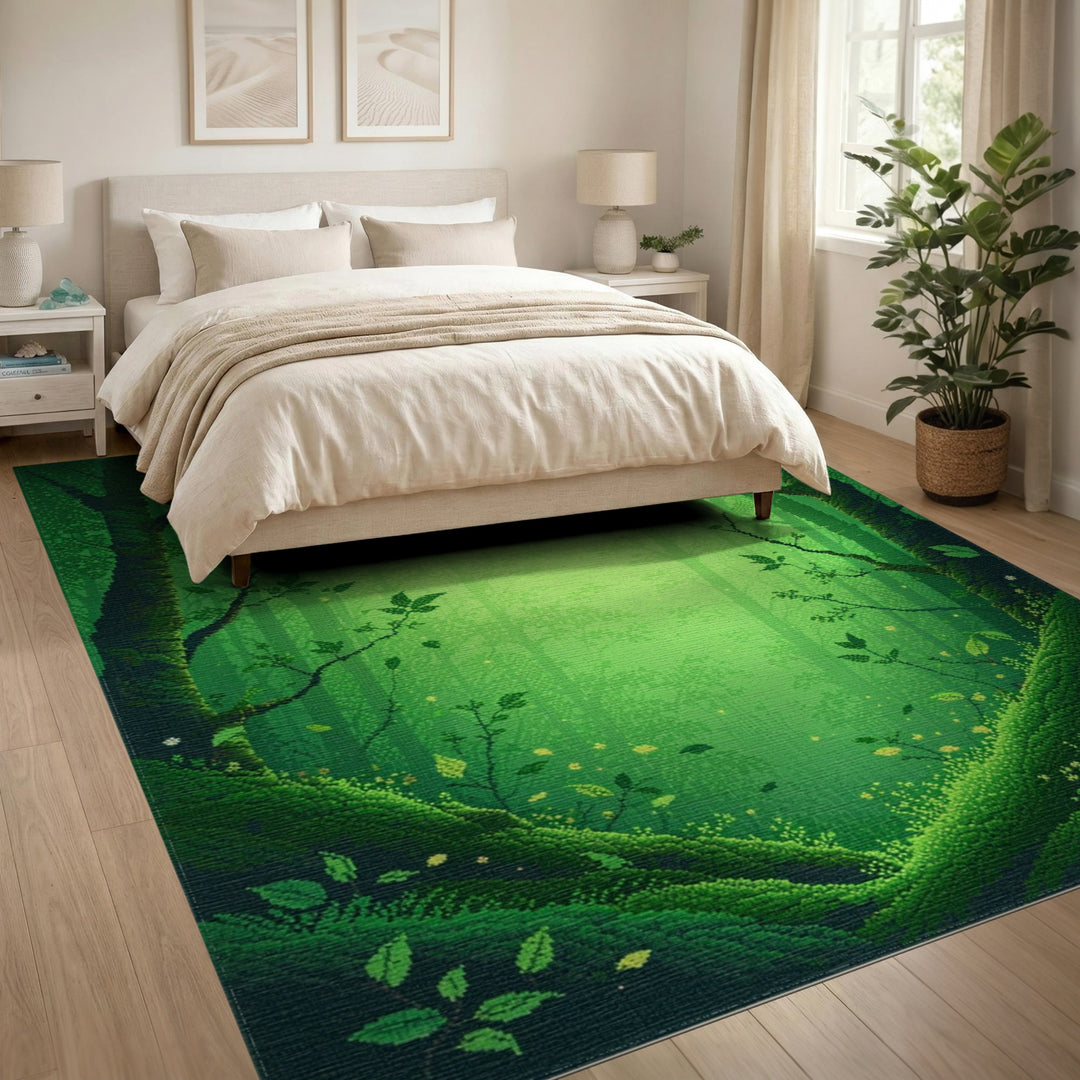 Lush Green Forest Area Rug