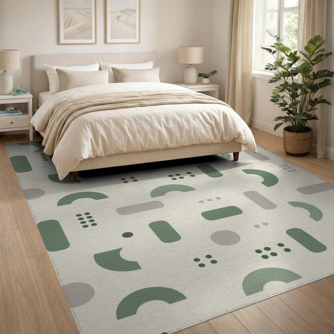 Green Geometric Modern Area Rug