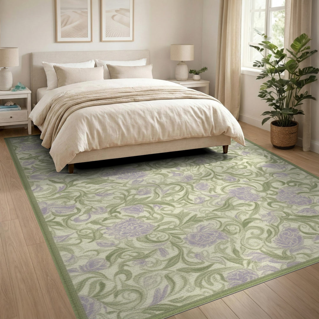 Purple Floral Vintage Area Rug