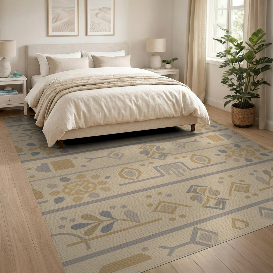 Beige Geometric Area Rug