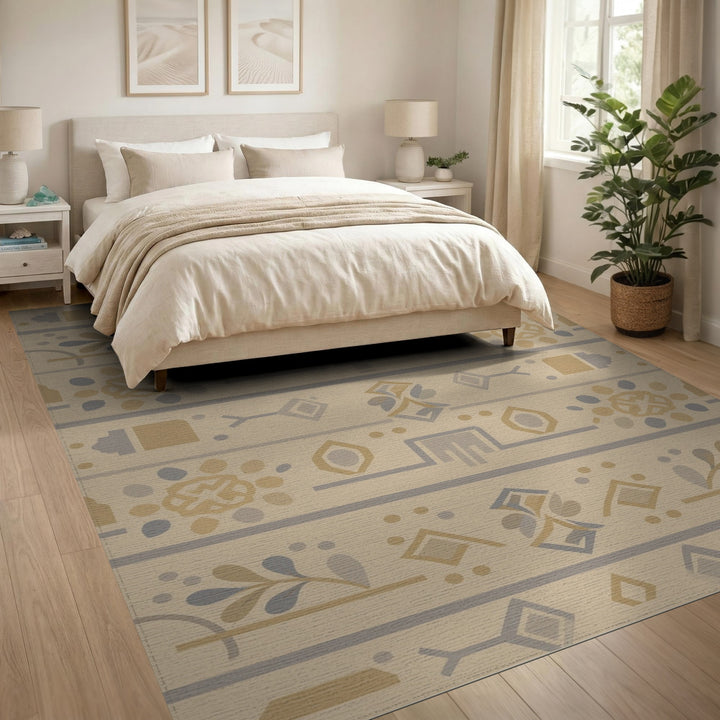 Beige Geometric Area Rug