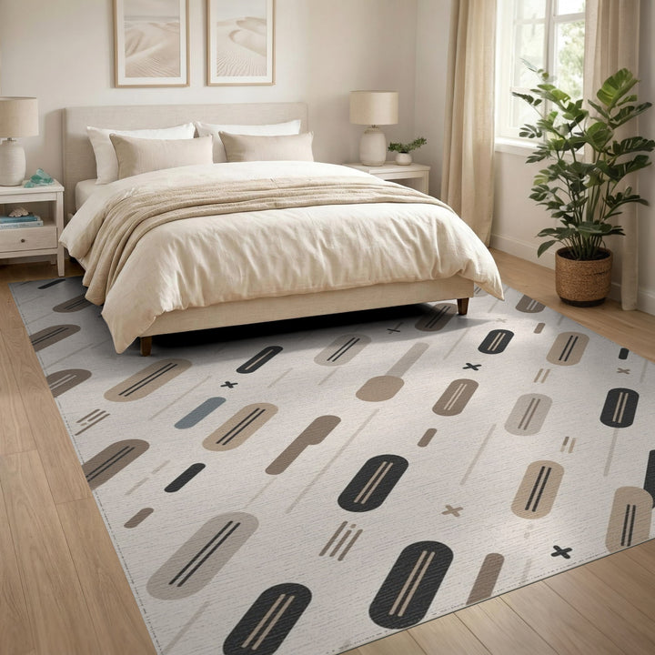 Brown Tan Geometric Capsule Area Rug