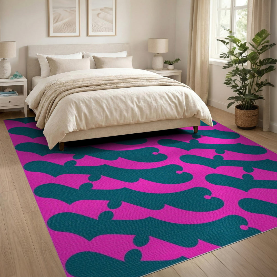 Vibrant Pink Abstract Area Rug