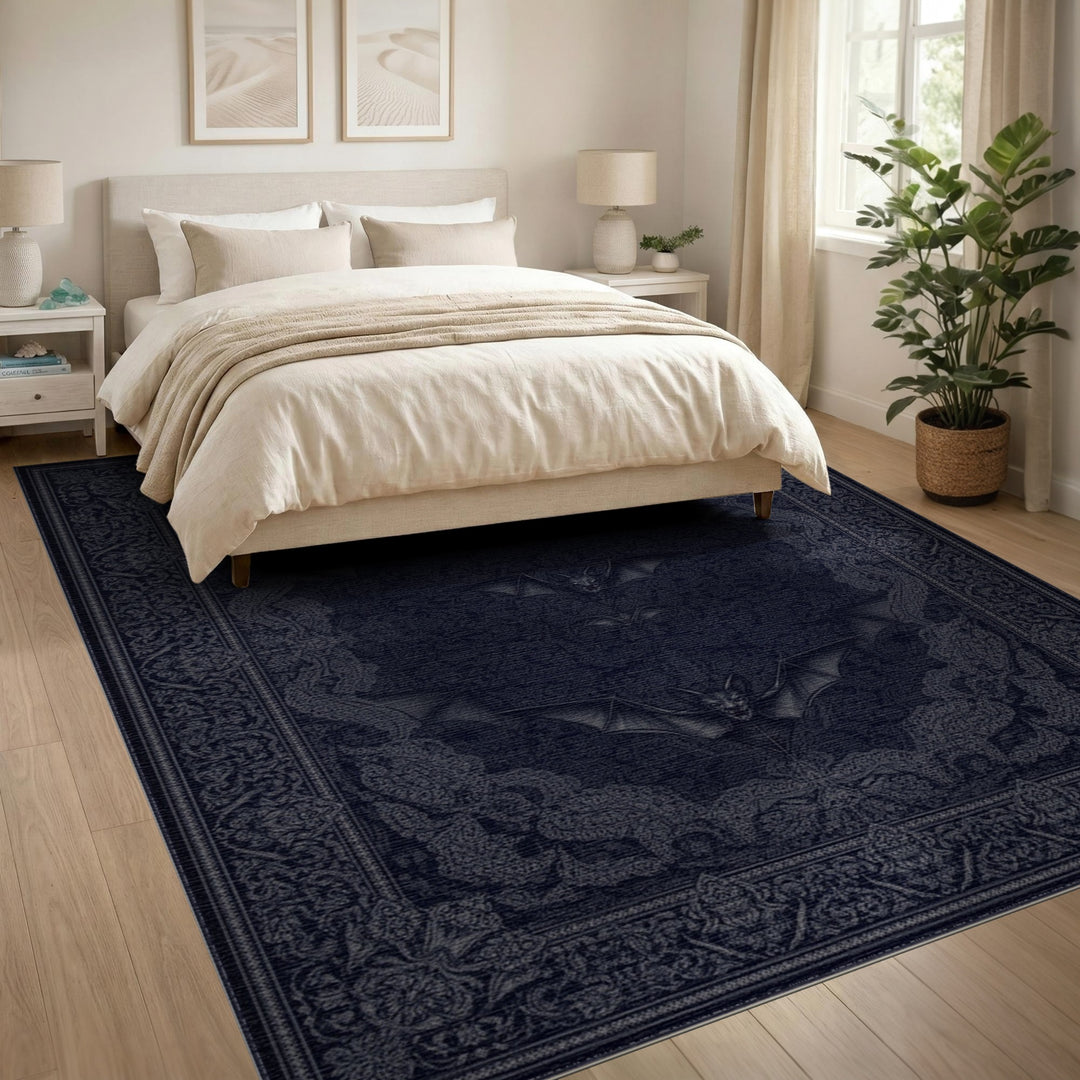 Gothic Bat Black Area Rug