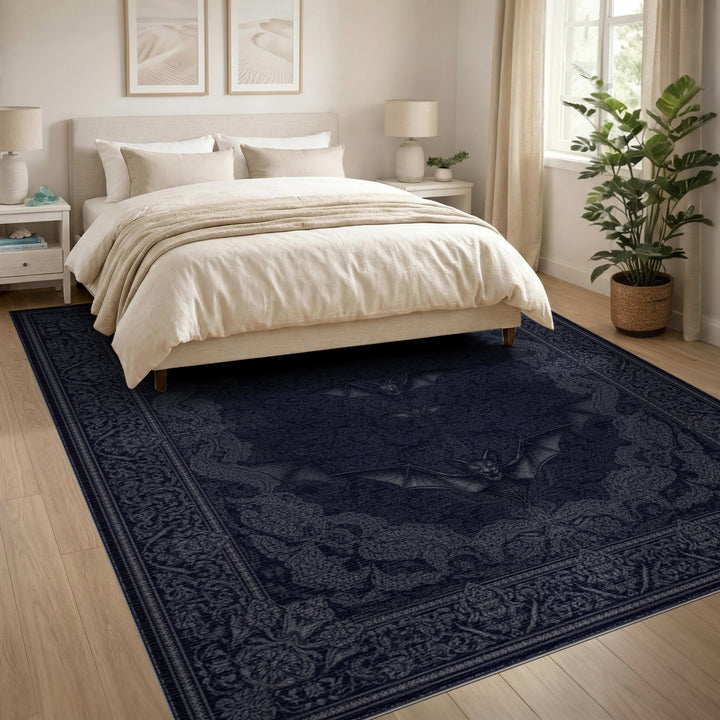 Gothic Bat Black Area Rug