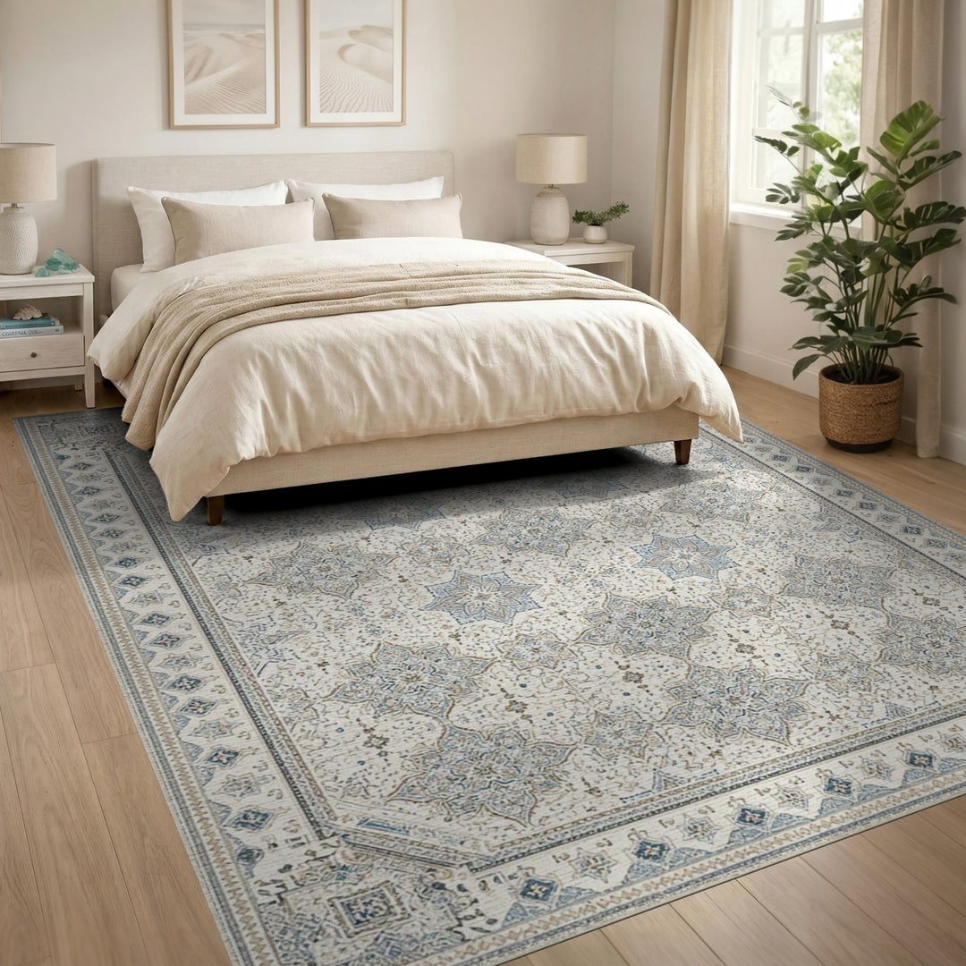Blue Medallion Traditional Persian Area Rug