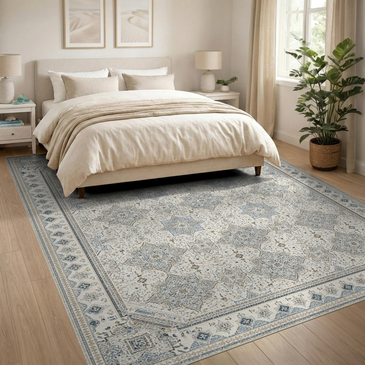 Blue Medallion Traditional Persian Area Rug