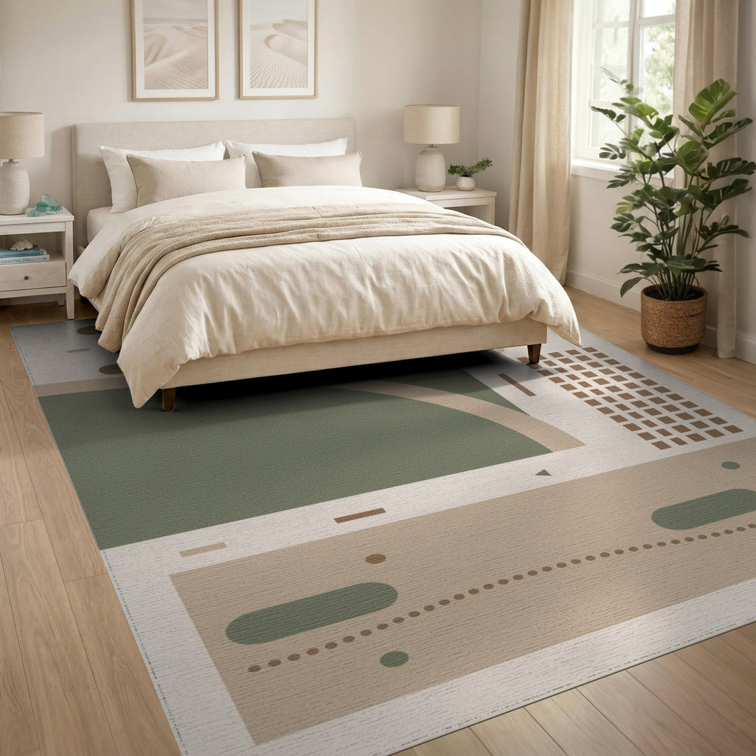 Beige Geometric Abstract Area Rug