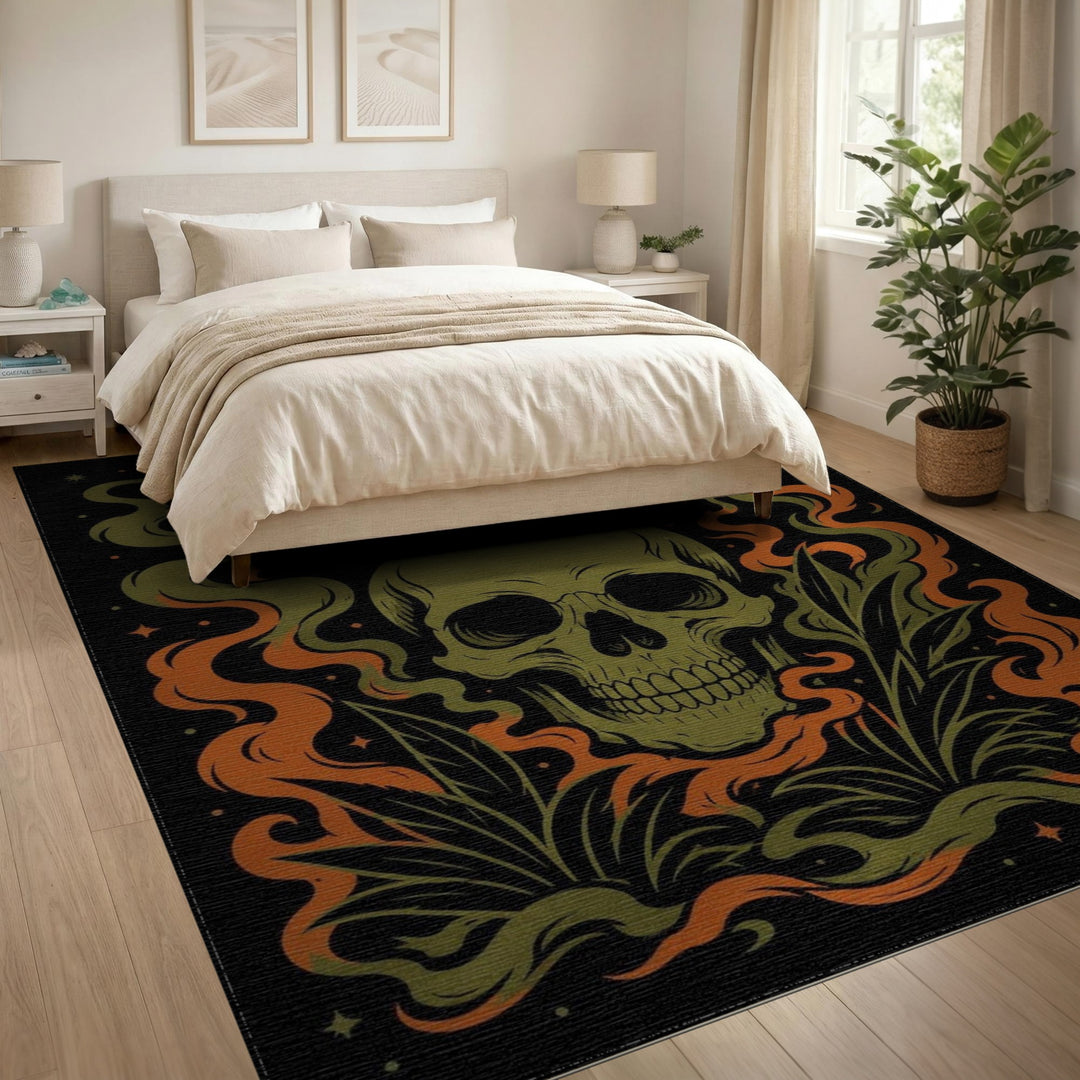 Mystic Skull Flame Area Rug