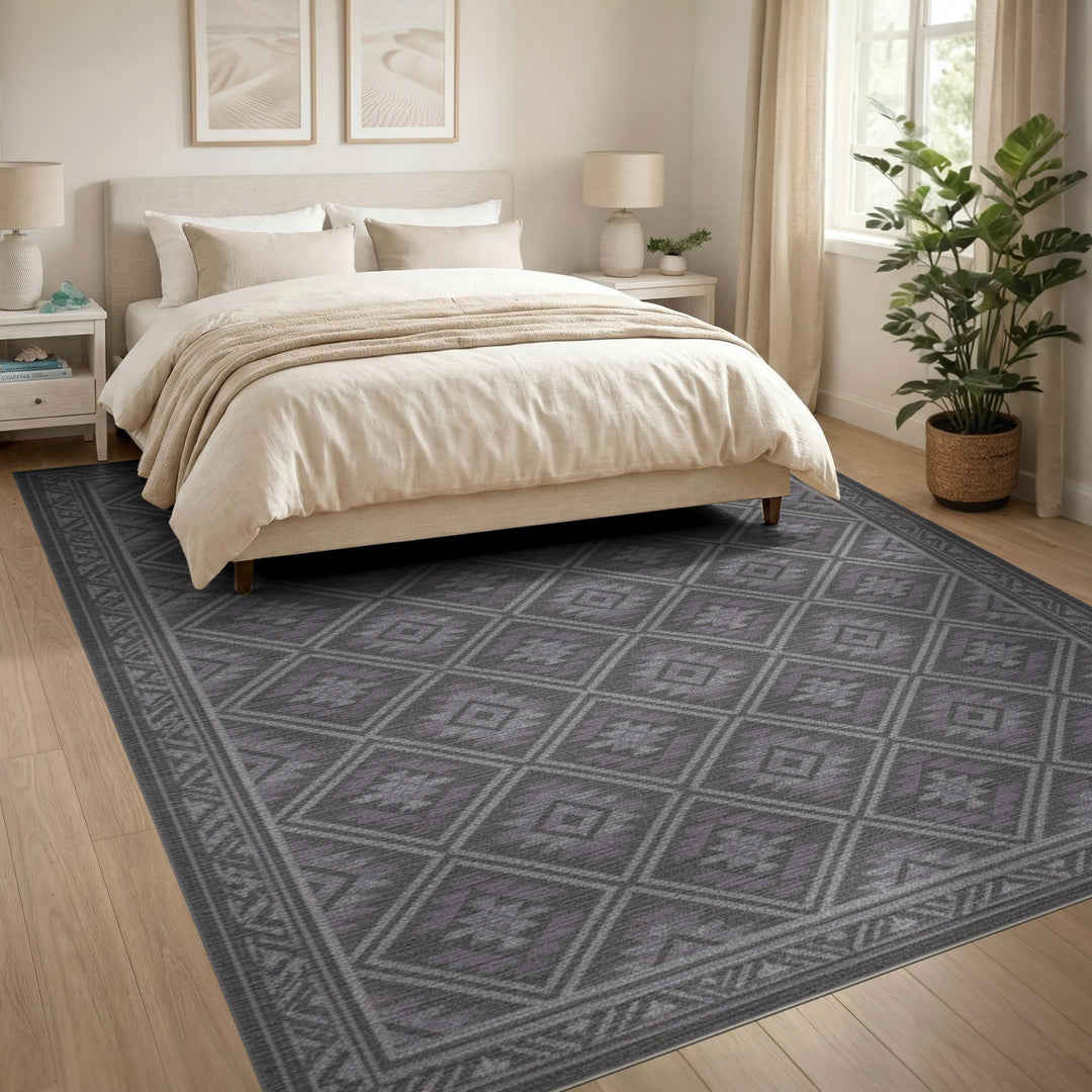Grey Geometric Diamond Area Rug
